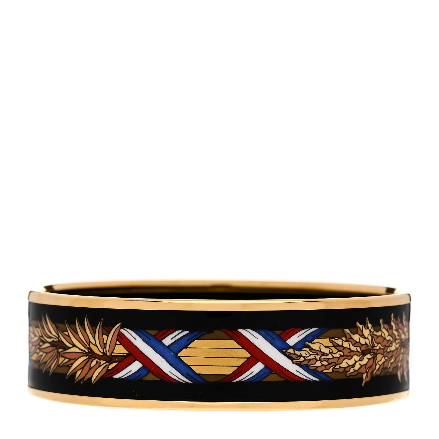 Hermes Enamel Printed Wide Liberte Egalite Fraternite Bracelet 65 3 of 5