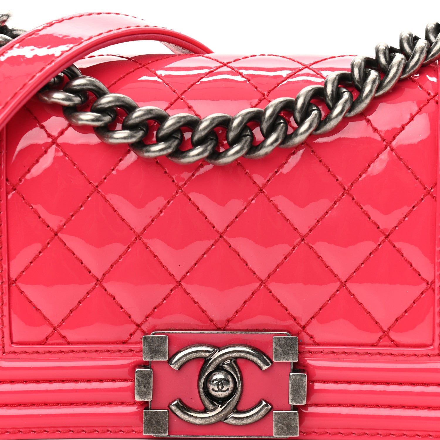 Chanel Patent Calfskin Quilted Small Boy Flap Pink 8 of 10