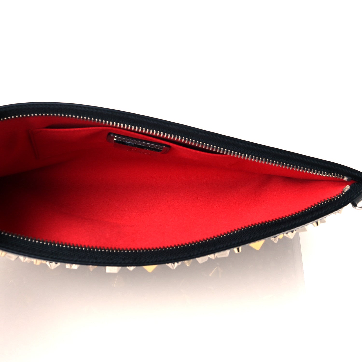 Christian Louboutin Patent Calfskin Glitter Studded Loubiclutch Crossbody Clutch Silver 5 of 9