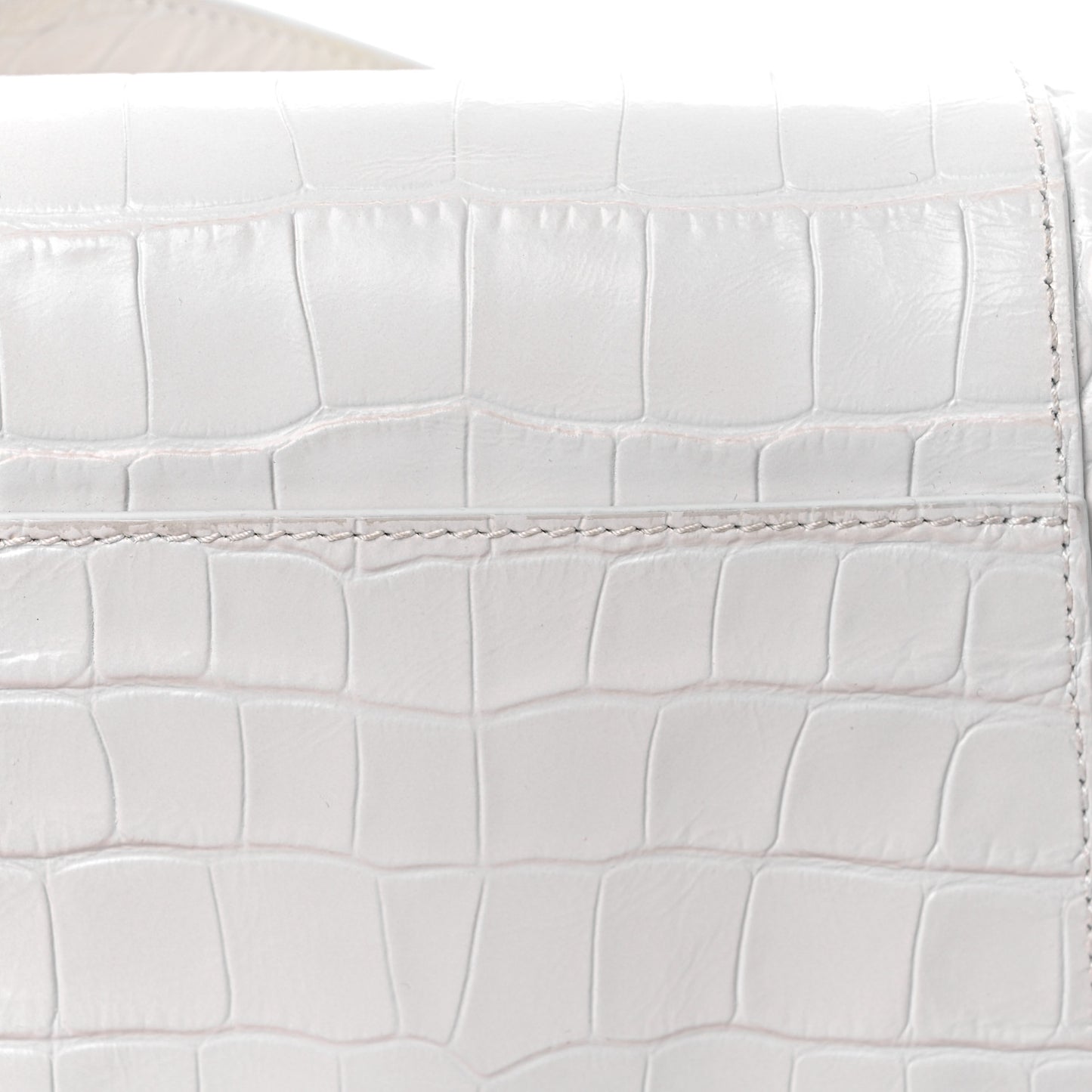 Extra Supple Calfskin Crocodile Embossed XS Downtown Shoulder Bag White