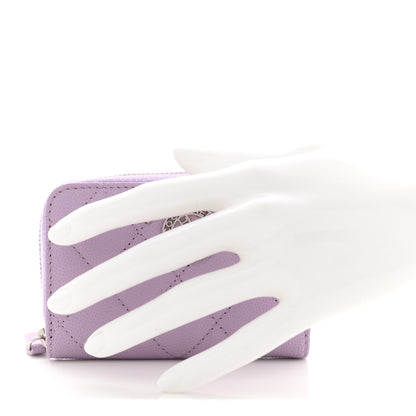 Chanel Caviar Quilted CC Logo Zip Coin Purse Purple 2 of 9