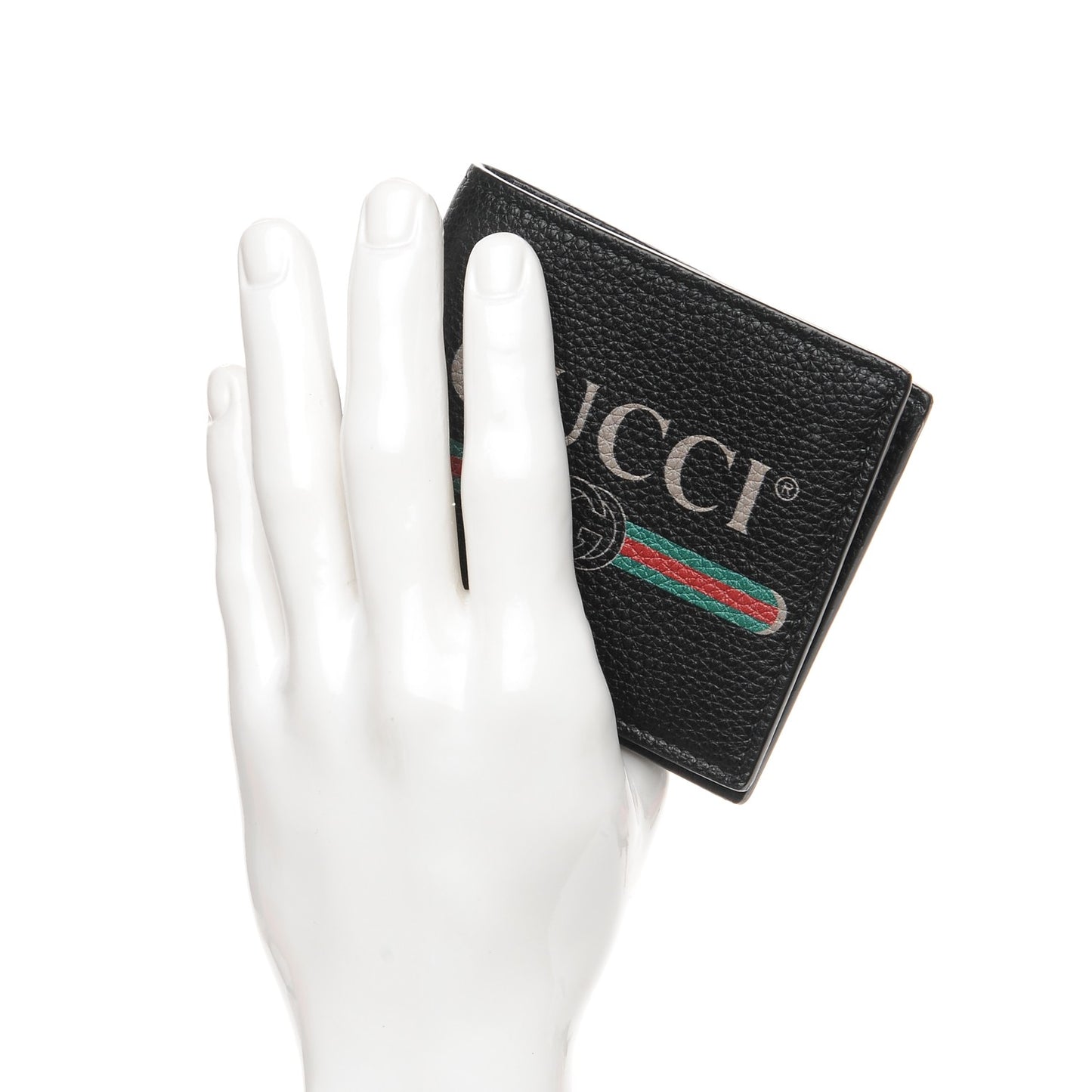 Cripto Calfskin Logo Bi-Fold Wallet Black Grege