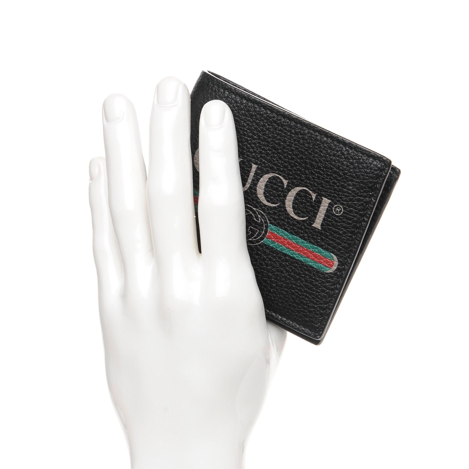 Gucci Cripto Calfskin Logo Bi-Fold Wallet Black Grege 2 of 8