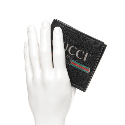 Gucci Cripto Calfskin Logo Bi-Fold Wallet Black Grege 2 of 8