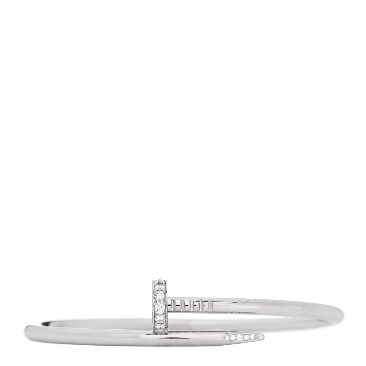 Cartier 18K White Gold Diamond Juste Un Clou Bracelet 19 1 of 3