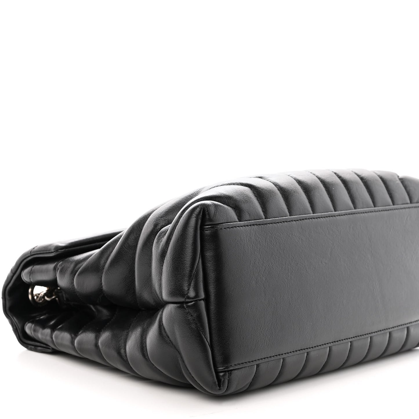 Calfskin Y Quilted Monogram Medium Loulou Chain Satchel Black