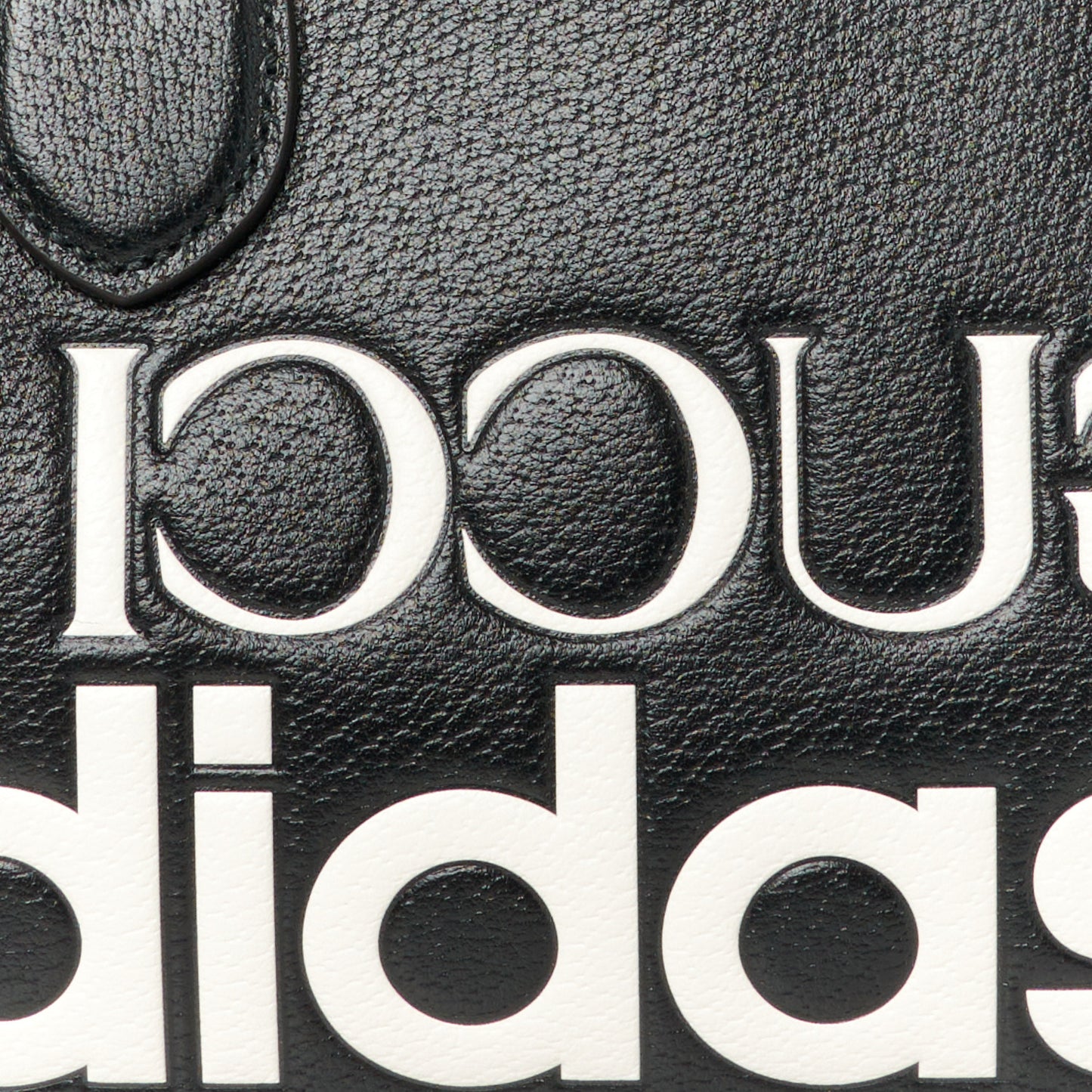 X ADIDAS Textured Dollar Calfskin Web Trefoil Logo Embossed Mini Bowling Bag Black Off White