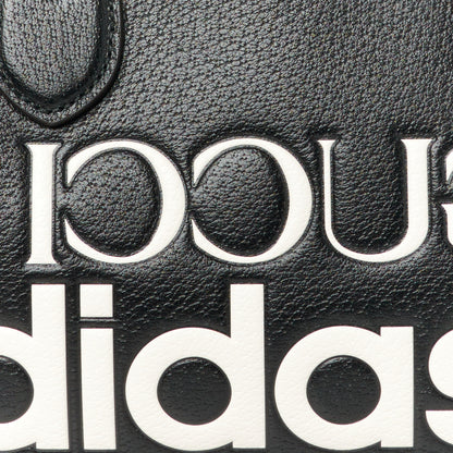 Gucci X ADIDAS Textured Dollar Calfskin Web Trefoil Logo Embossed Mini Bowling Bag Black Off White 8 of 10