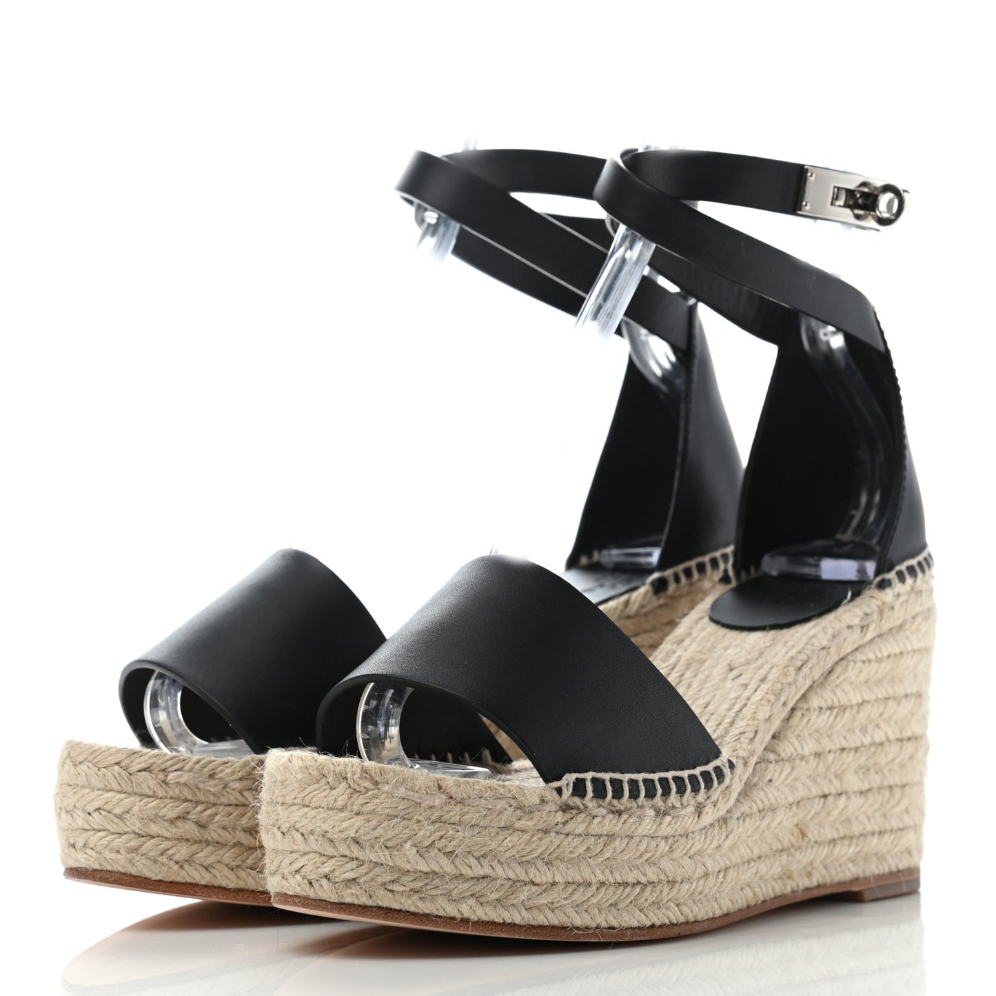 Calfskin Tipoli Espadrille Wedges 38 Black