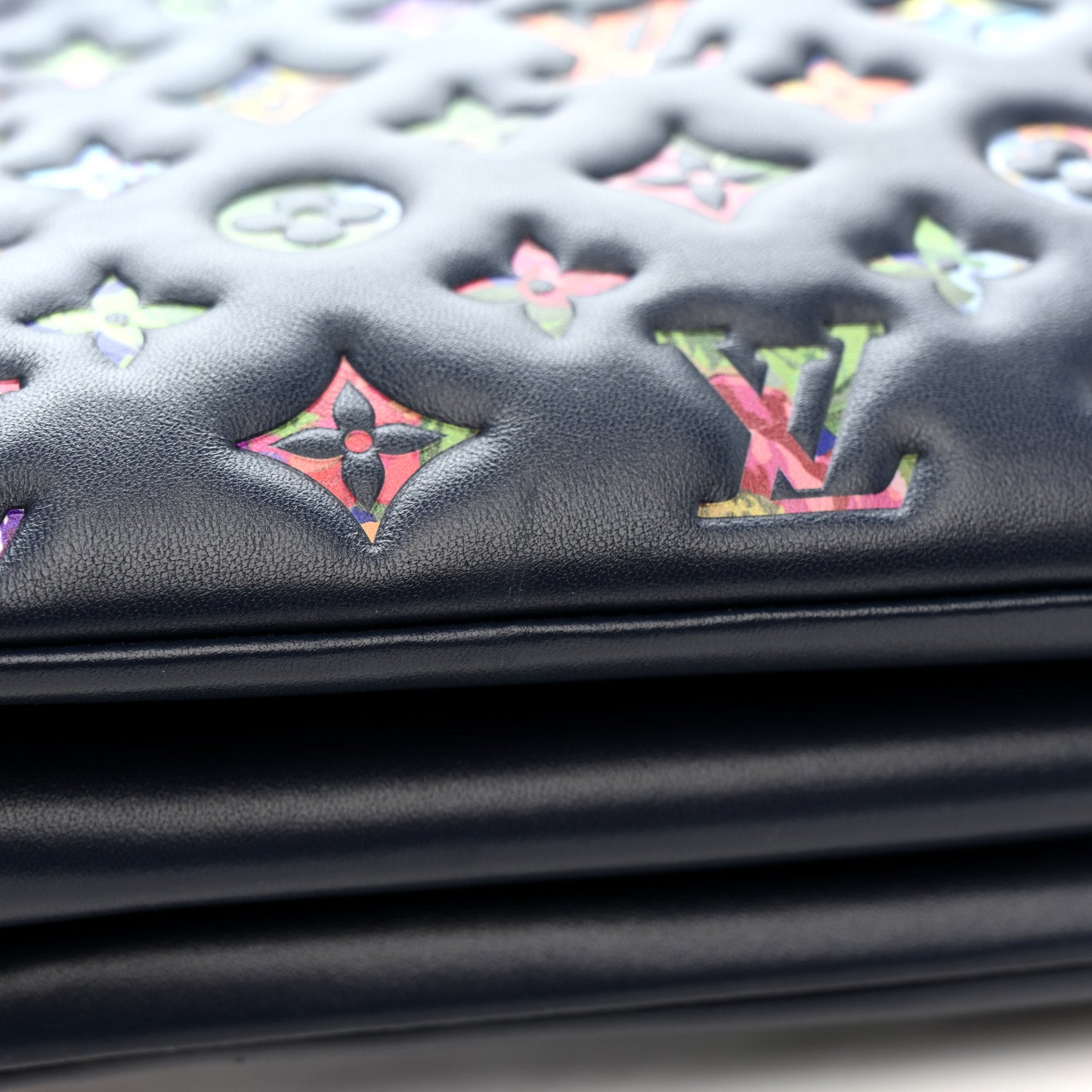 Louis Vuitton Lambskin Embossed Monogram LV Garden Coussin MM Navy Blue 14 of 15