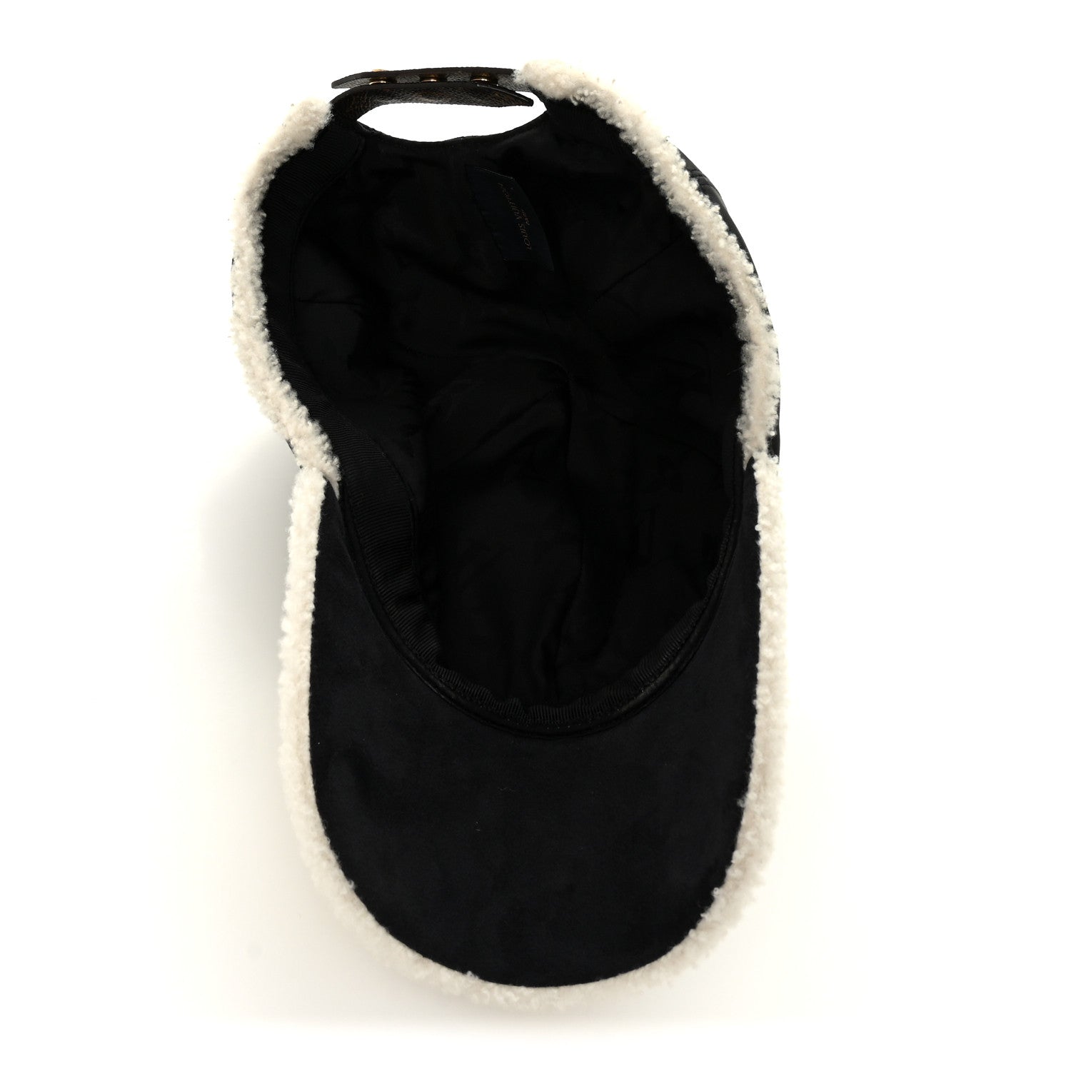 Louis Vuitton Calfskin Shearling Monogram Cap L Black 7 of 8