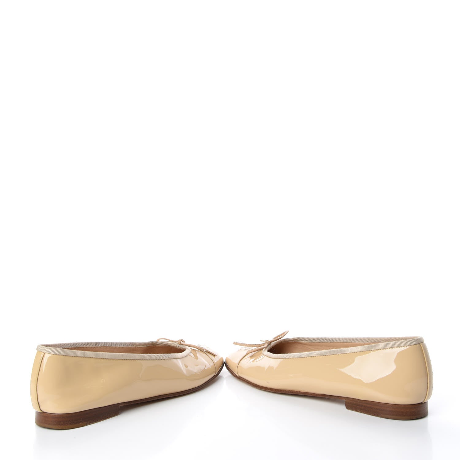 Chanel Patent Calfskin Cap Toe CC Ballerina Flats 38.5 Beige 6 of 16