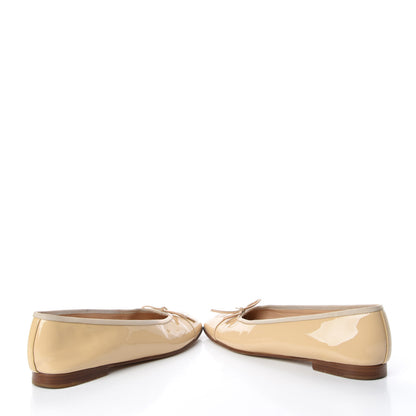 Chanel Patent Calfskin Cap Toe CC Ballerina Flats 38.5 Beige 6 of 16