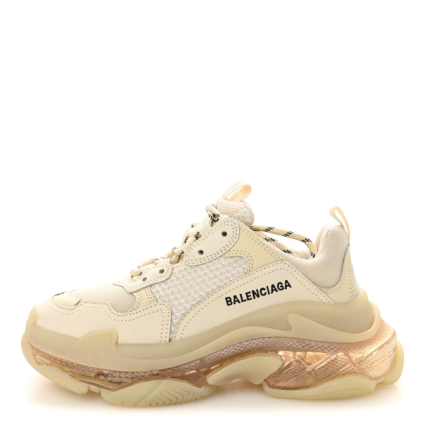 Fabric Mesh Clear Sole Womens Triple S Sneakers 39 Beige