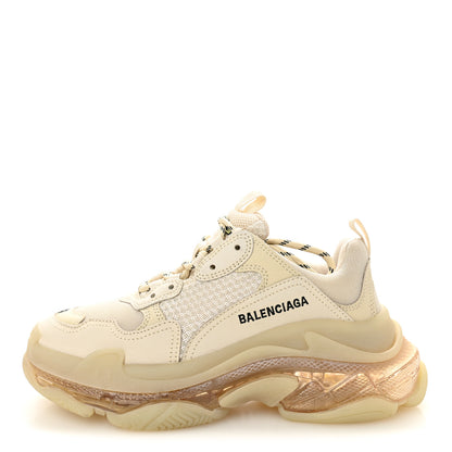 Balenciaga Fabric Mesh Clear Sole Womens Triple S Sneakers 39 Beige 1 of 8