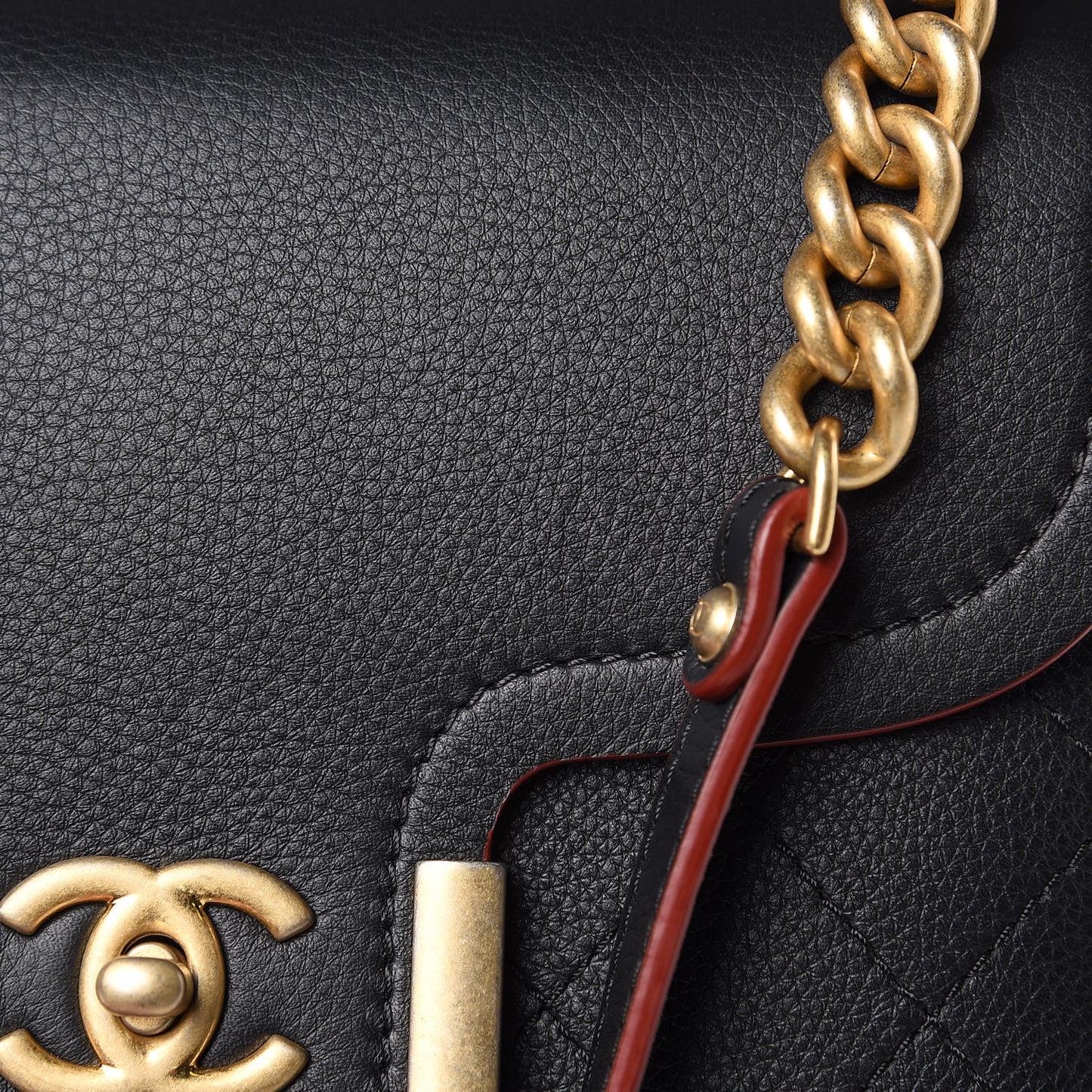 Calfskin Stitched Archi Chic Large Tote Black