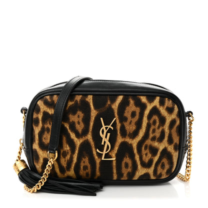Saint Laurent Canvas Calfskin Leopard Print Monogram Mini Lou Camera Bag Brown 1 of 11