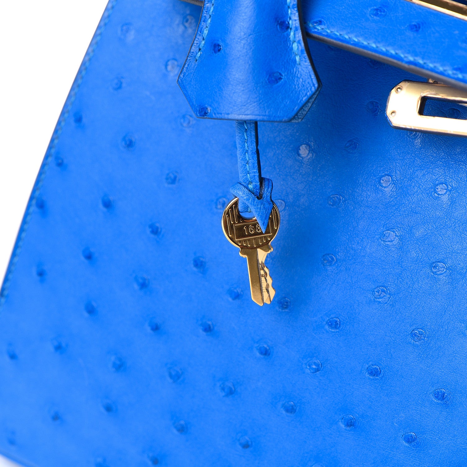Hermes Ostrich Kelly Sellier 25 Bleuet 17 of 40