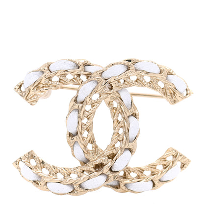 Chanel Lambskin CC Chain Brooch White Gold 1 of 5