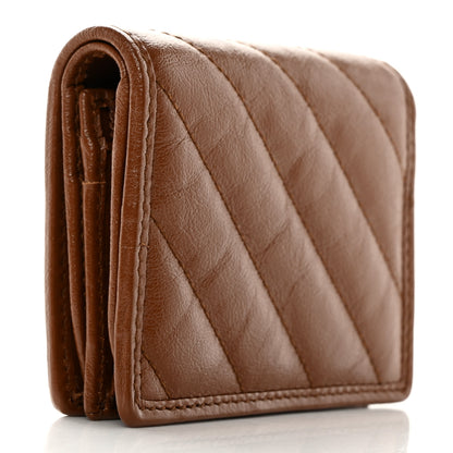 Gucci Azalea Calfskin Matelasse Diagonal Torchon GG Marmont Card Case Wallet Brown 3 of 10