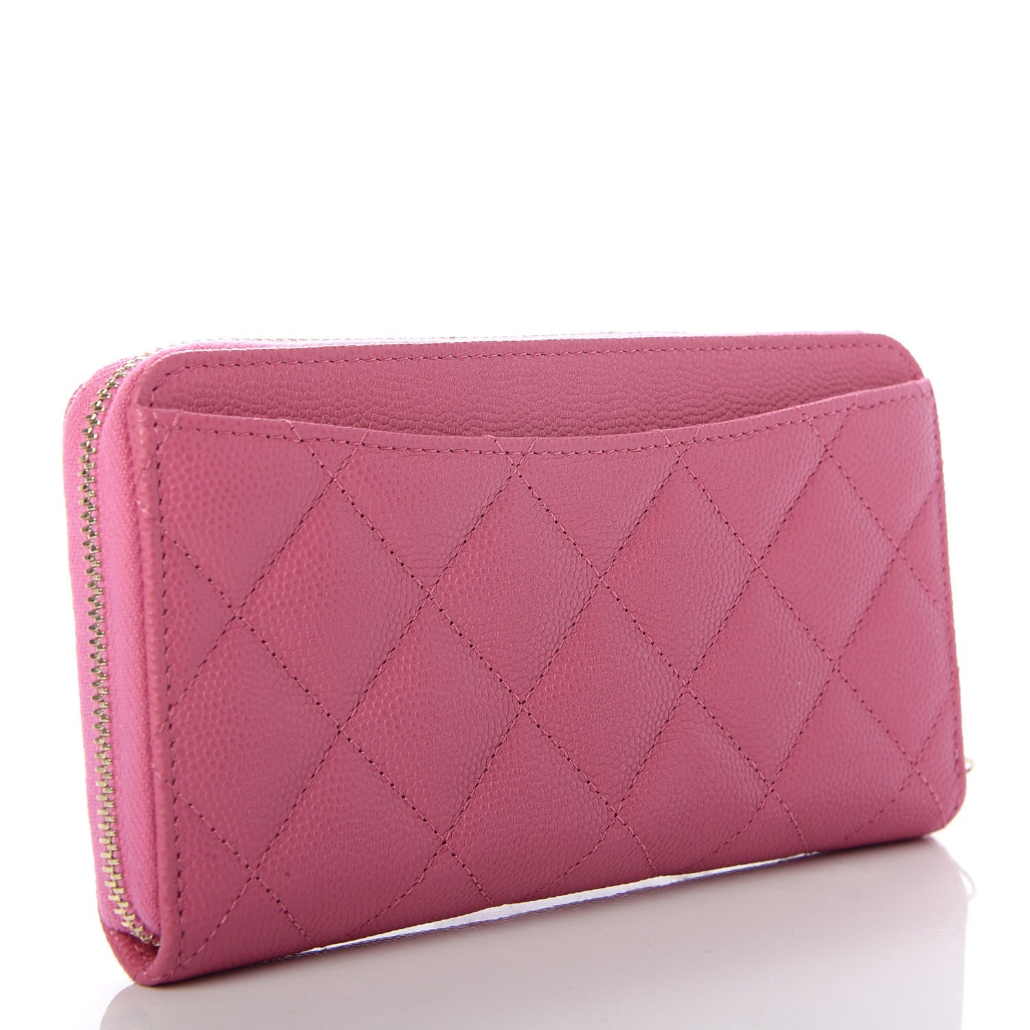 Chanel Caviar Quilted Medium Zip Around Wallet Pink 3 of 9