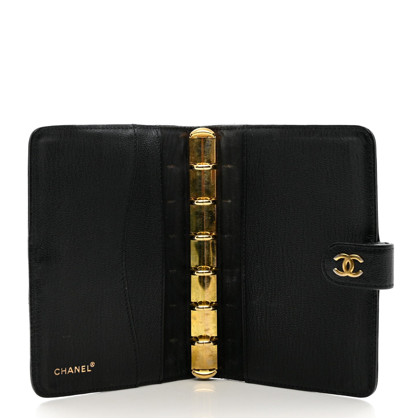Goatskin Small Ring Agenda Planner Black