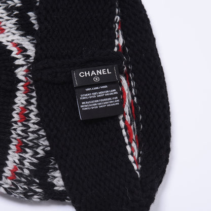 Chanel Wool Shearling CC Beanie Hat Black Multicolor 2 of 2