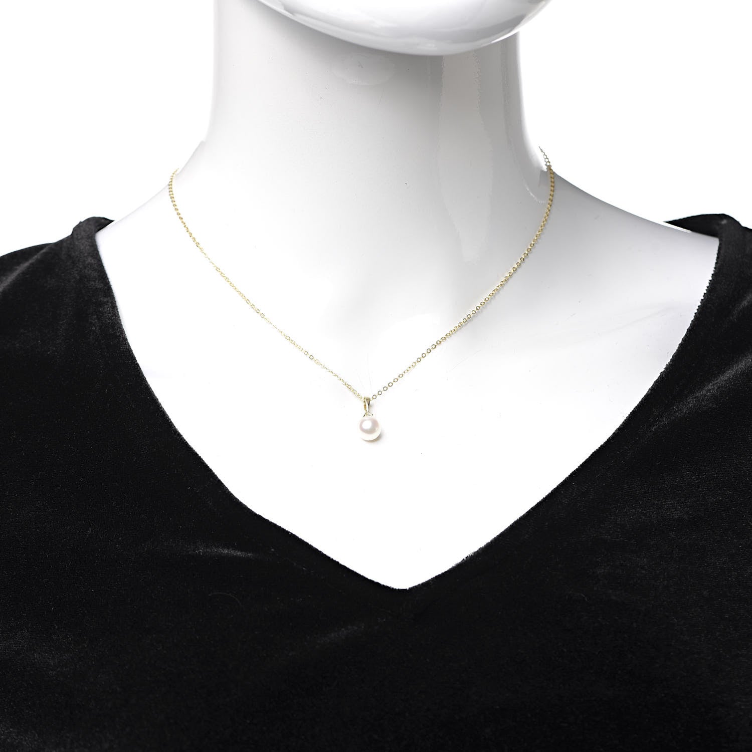 Mikimoto 18K Yellow Gold Diamond Akoya Pearl 7mm Drop Pendant Necklace 2 of 6