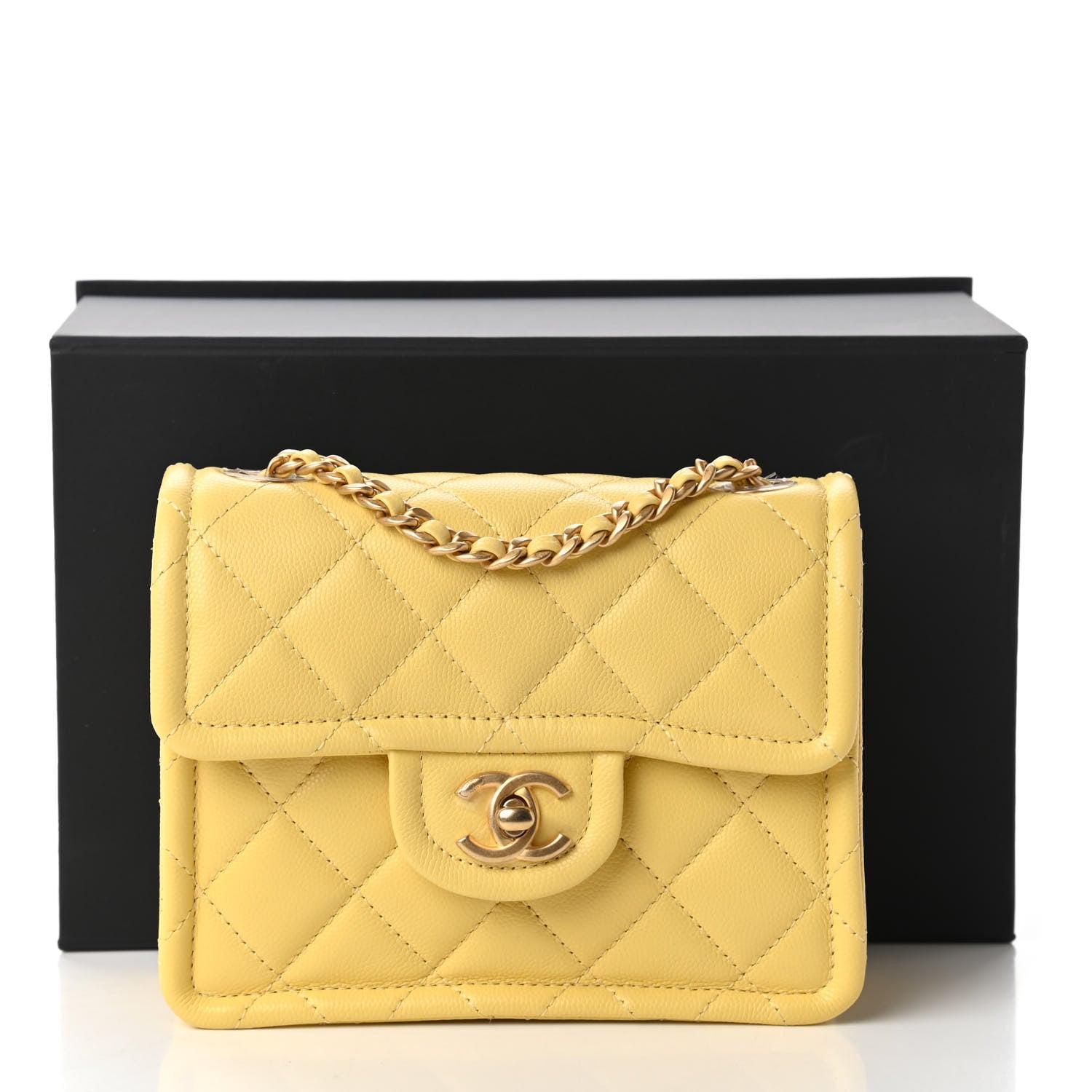 Chanel Caviar Quilted Mini Sweet Classic Flap Yellow 11 of 11