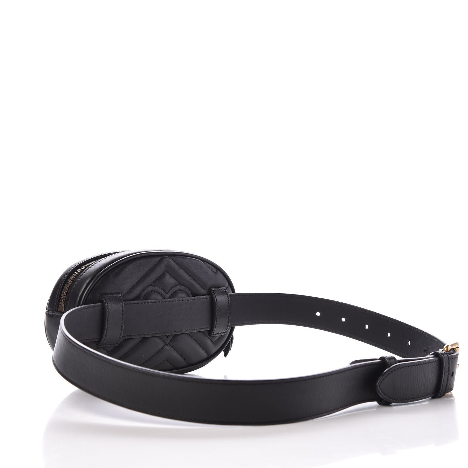 Gucci Calfskin Matelasse GG Marmont Belt Bag 85 34 Black 3 of 7