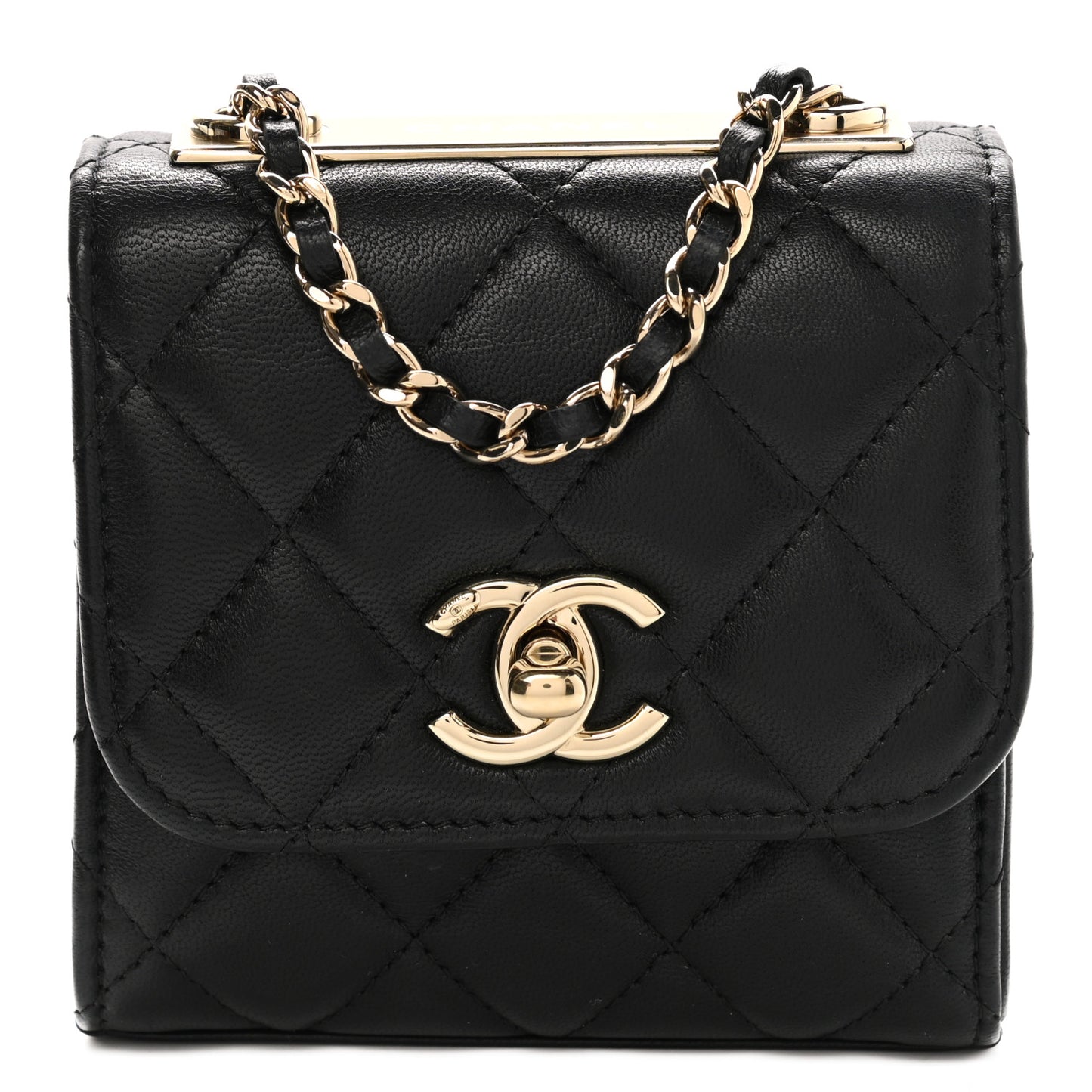 Lambskin Quilted Mini Trendy CC Chain Wallet Black