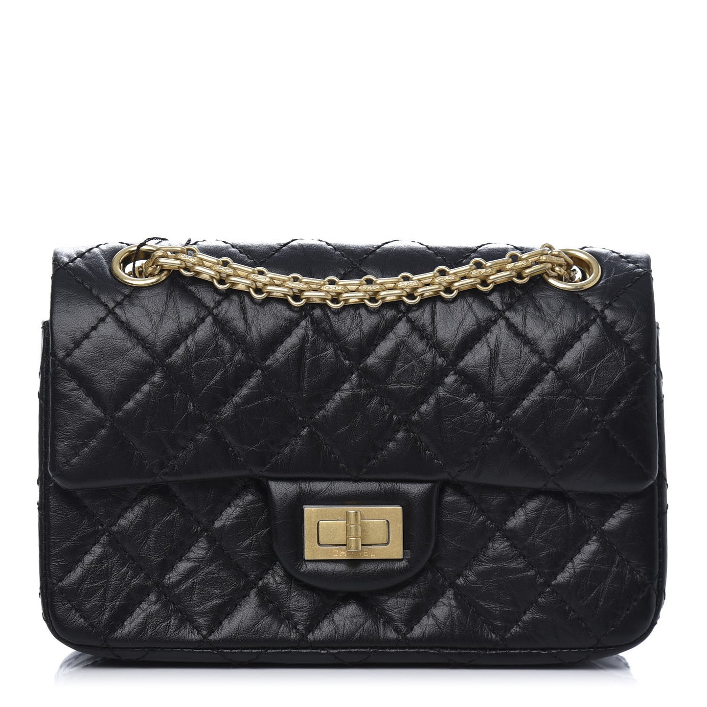 Aged Calfskin Quilted 2.55 Reissue Mini Flap Black