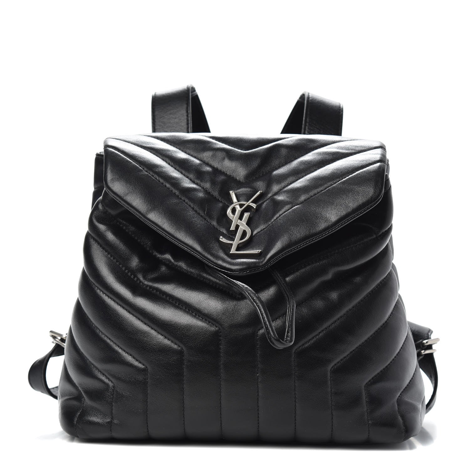 Saint Laurent Calfskin Y Quilted Monogram Small Loulou Backpack Black 1 of 11