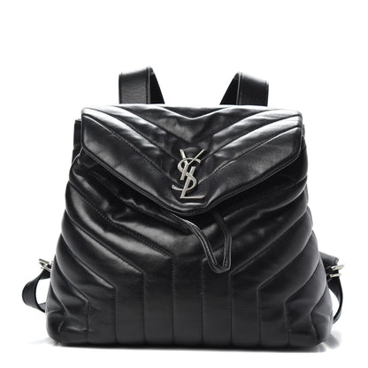 Saint Laurent Calfskin Y Quilted Monogram Small Loulou Backpack Black 1 of 11