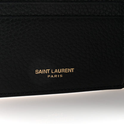 Saint Laurent Grained Calfskin Tiny Cassandre East West Wallet Midnight Blue 6 of 7
