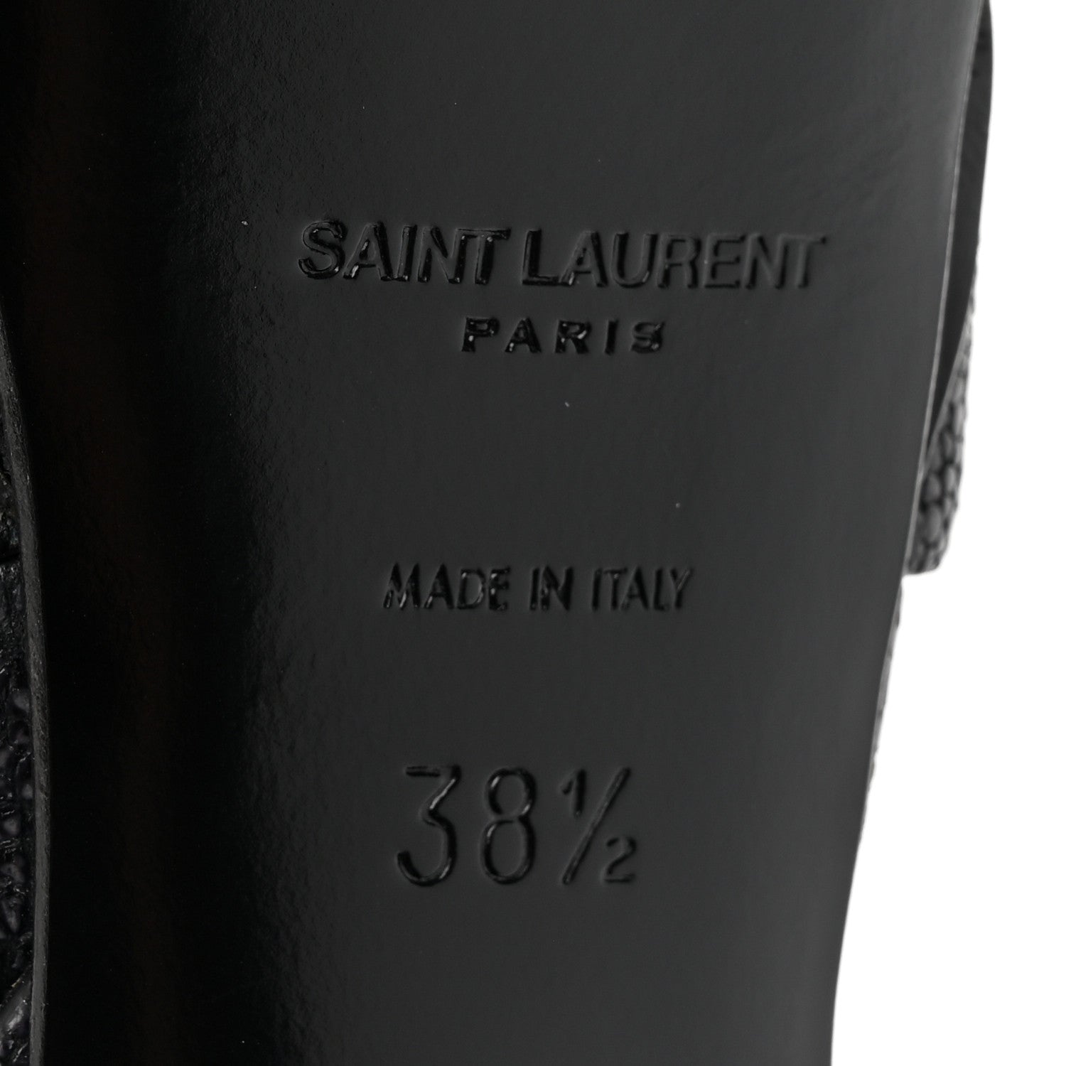 Saint Laurent Grained Calfskin Razza Print Tribute 75 Platform Sandals 38.5 Dark Grey 7 of 13