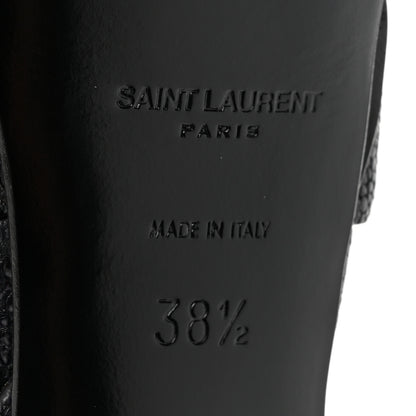 Saint Laurent Grained Calfskin Razza Print Tribute 75 Platform Sandals 38.5 Dark Grey 7 of 13