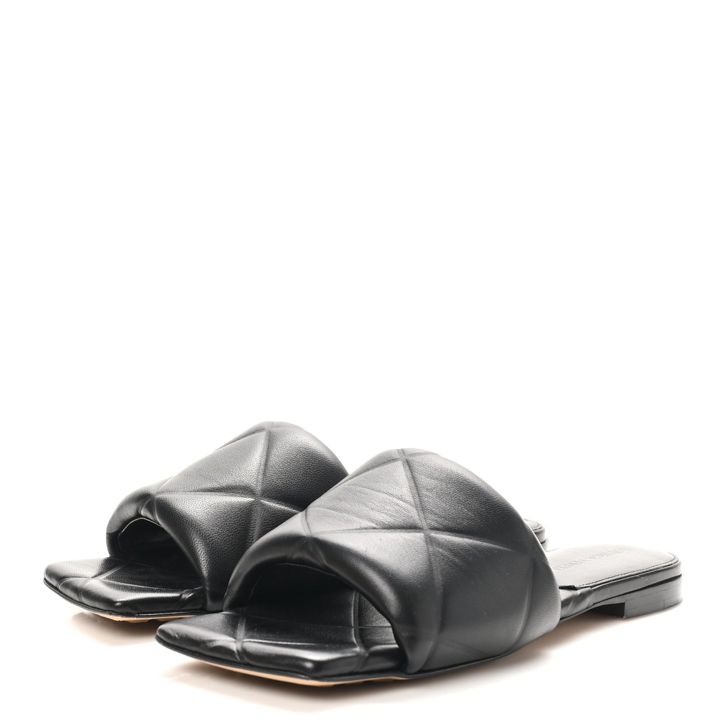 Nappa Quilted Rubber Lido Flat Sandals 37 Black