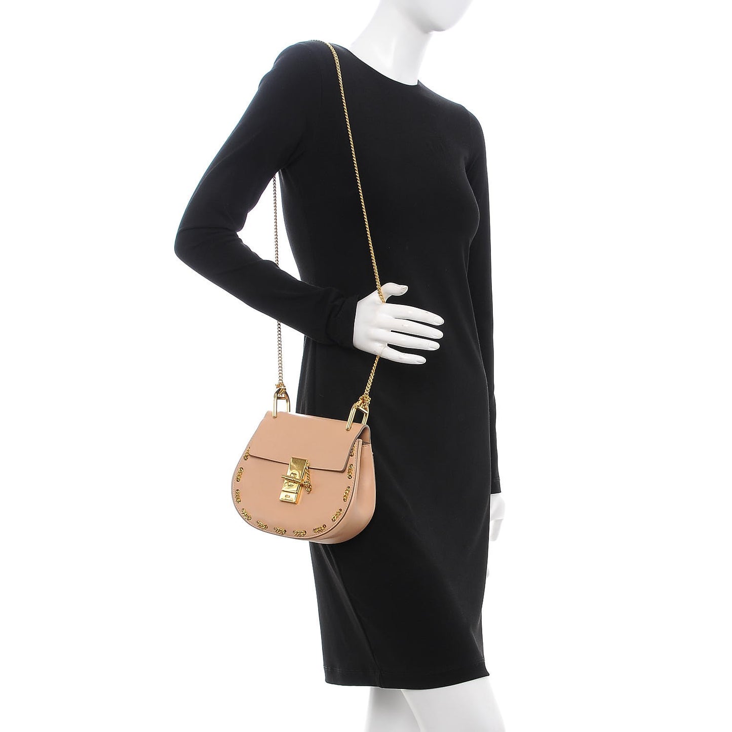 Calfskin Mini Drew Chain Shoulder Bag Blush Nude