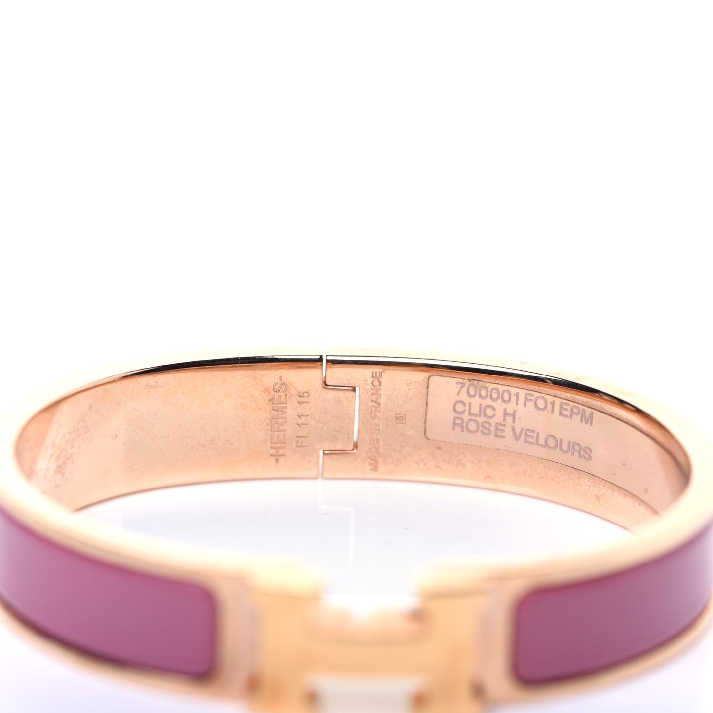 Enamel Narrow Clic Clac H Bracelet PM Rose Velours