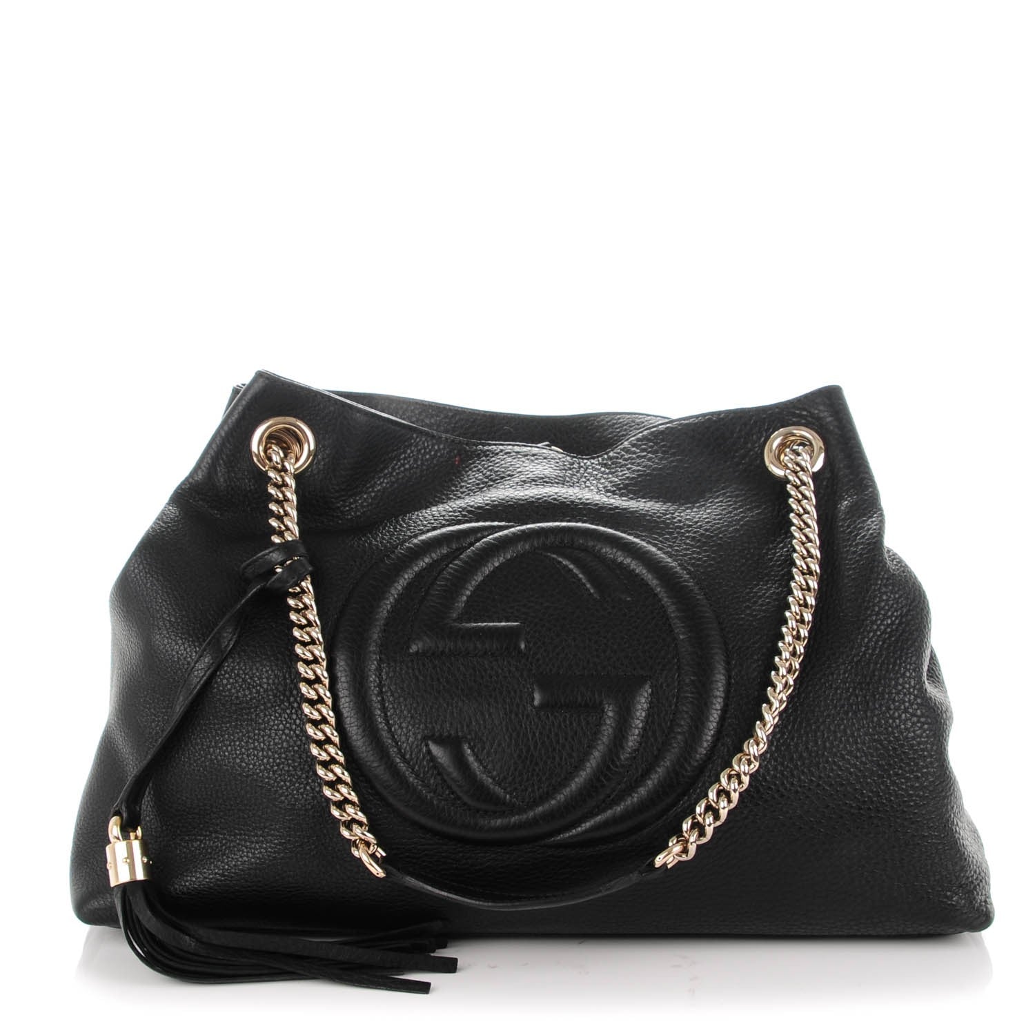 Gucci Pebbled Calfskin Medium Soho Chain Shoulder Bag Black 1 of 13