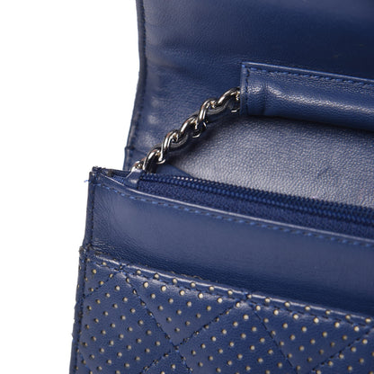 Chanel Perforated Lambskin Quilted Wallet On Chain WOC Blue 7 of 8