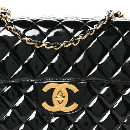 Chanel Patent Quilted XL Jumbo Single Flap Black 8 of 11
