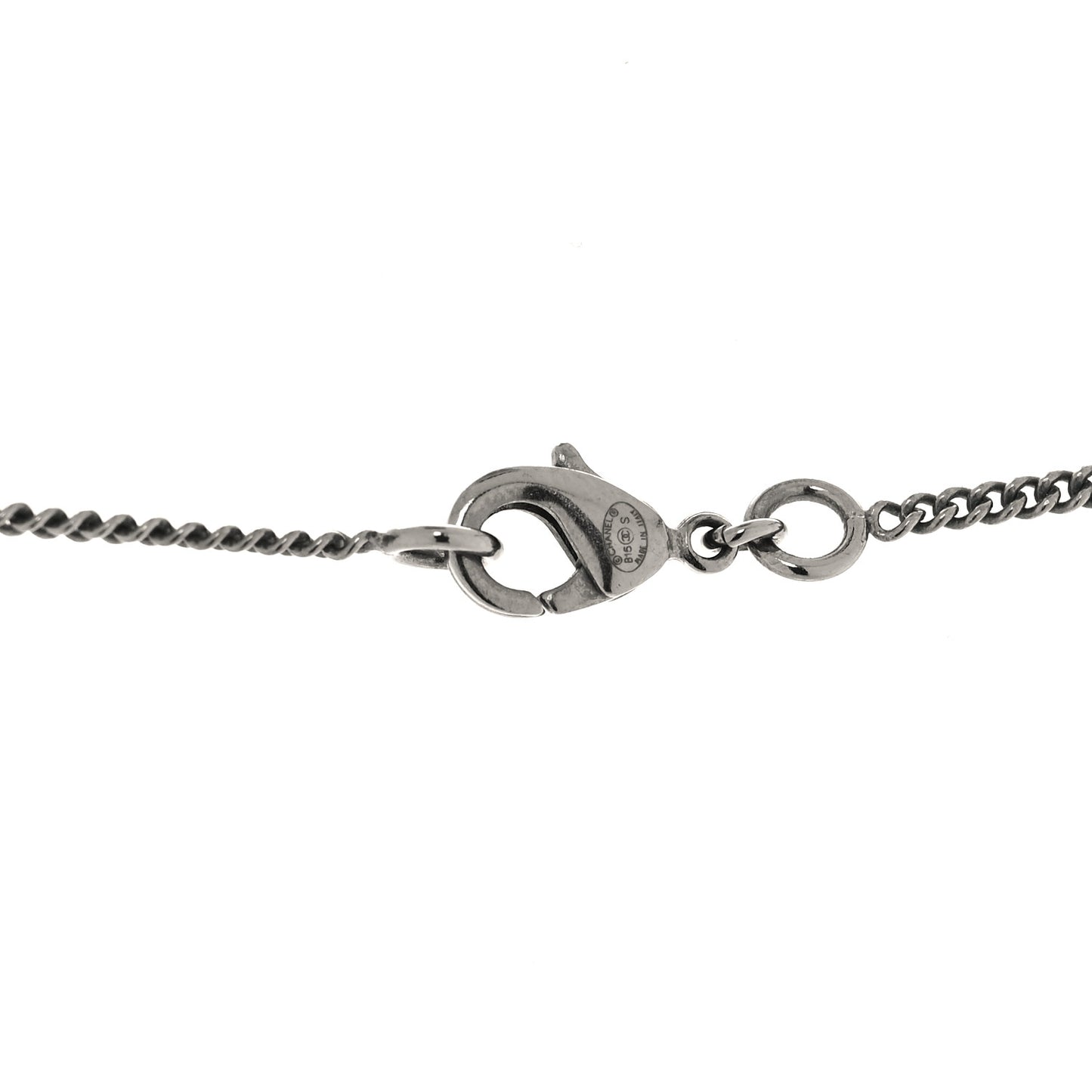 Crystal Baguette CC Necklace Silver
