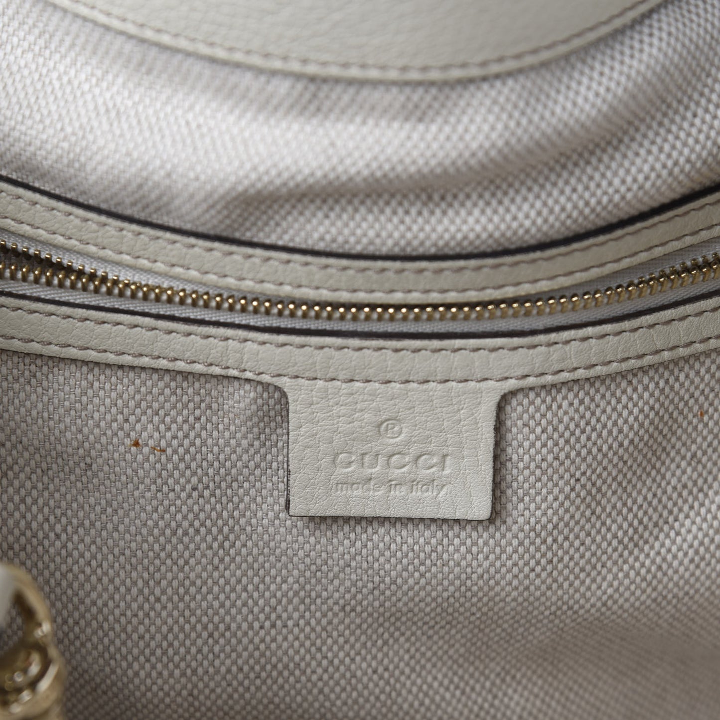 Pebbled Calfskin Medium Soho Shoulder Bag Off White