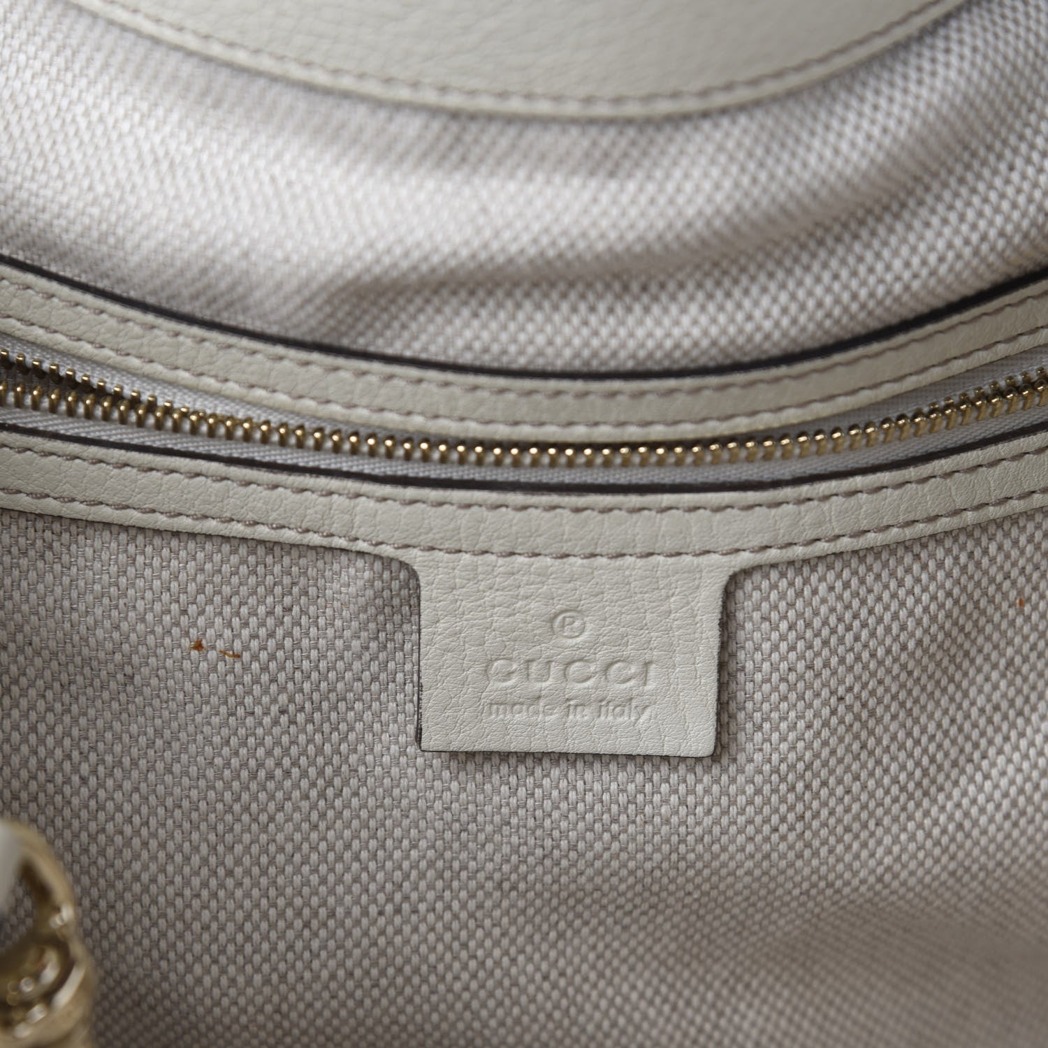 Gucci Pebbled Calfskin Medium Soho Shoulder Bag Off White 9 of 11
