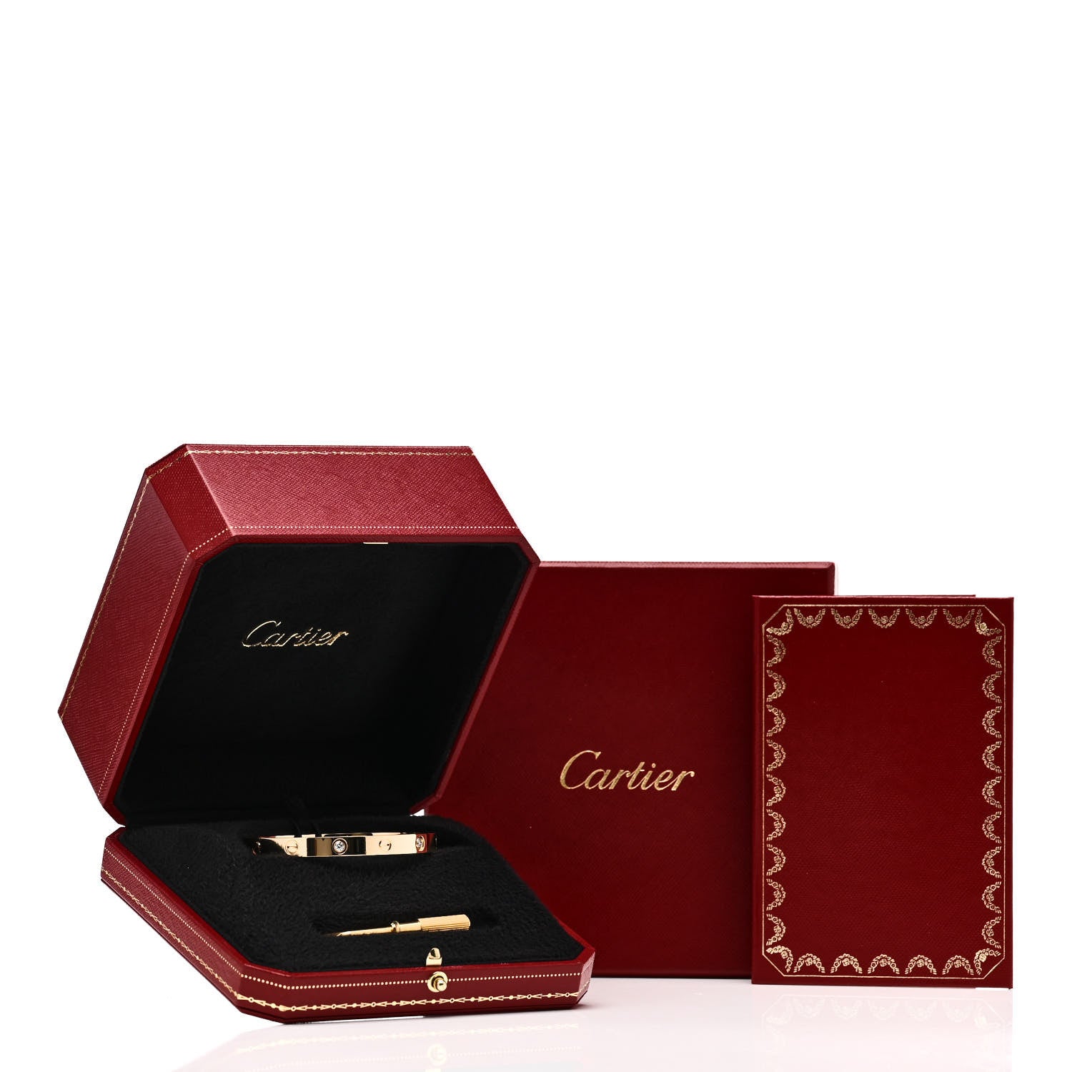 Cartier 18K Yellow Gold 4 Diamond LOVE Bracelet 17 6 of 6