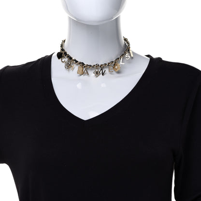 Chanel Lambskin Crystal CC Logo Charming Choker Gold Black 2 of 7