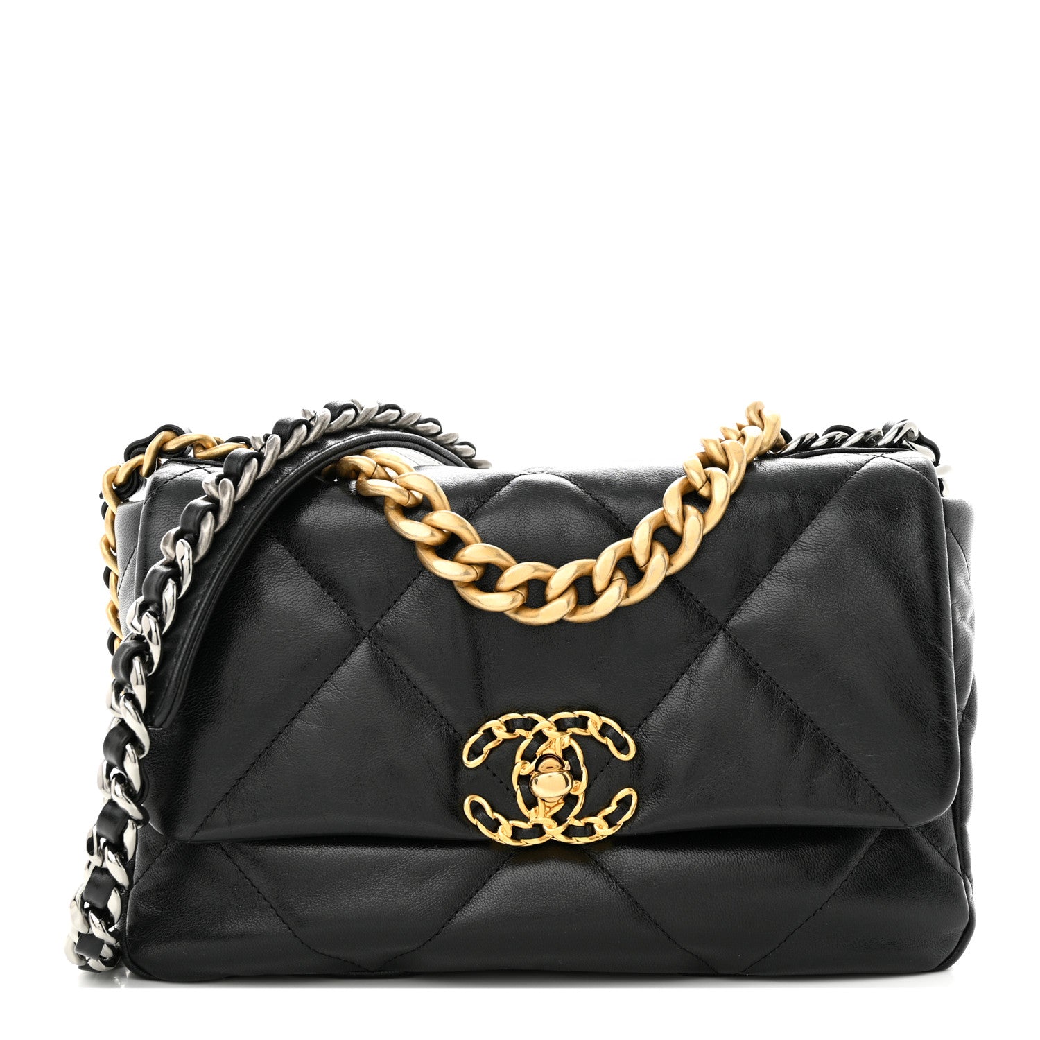 Chanel Goatskin Quilted Medium Chanel 19 Flap Black 1 of 10