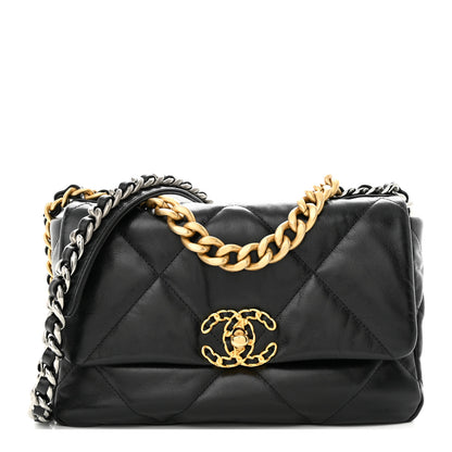 Chanel Goatskin Quilted Medium Chanel 19 Flap Black 1 of 10